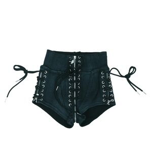 Stone washed uzip shorts